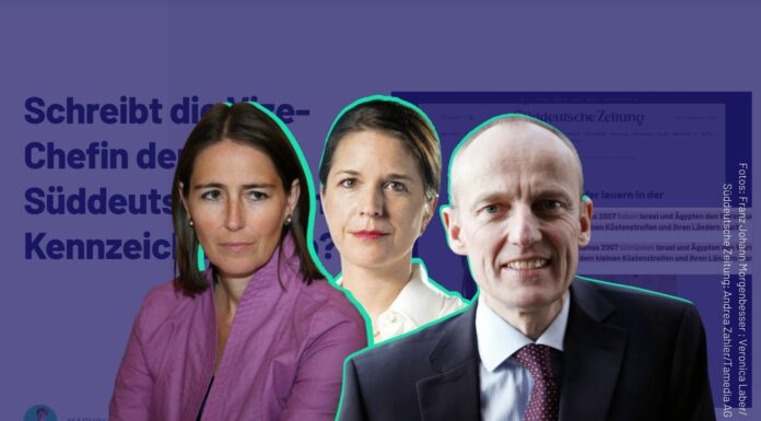 Die SZ-Chefredaktion von links nach rechts: Alexandra Föderl-Schmid, Judith Wittwer, Wolfgang Krach; Fotos: Franz Johann Morgenbesser ; Veronica Laber/ Süddeutsche Zeitung; Andrea Zahler/Tamedia AG